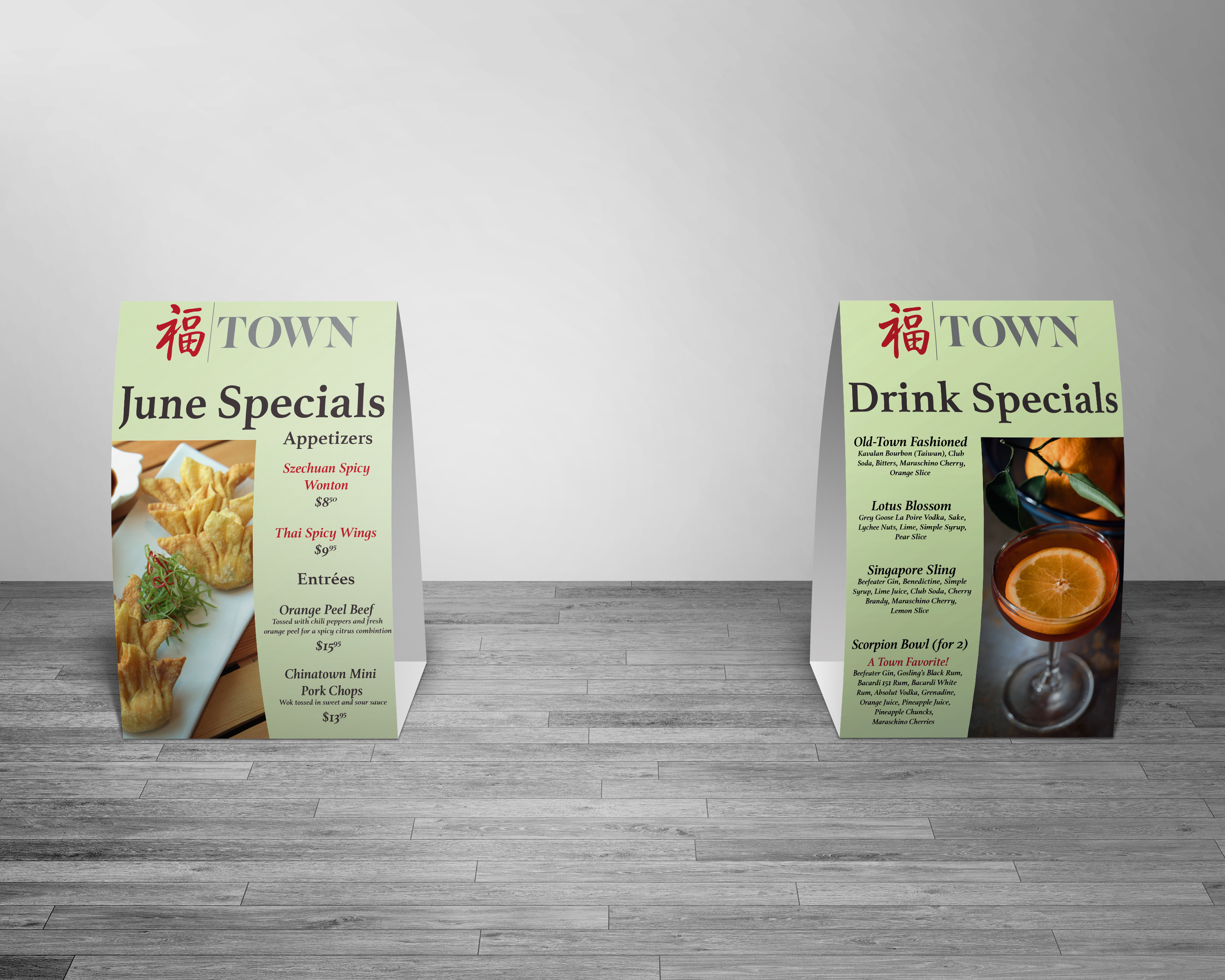 Town Restaurant Table Tent Mockup